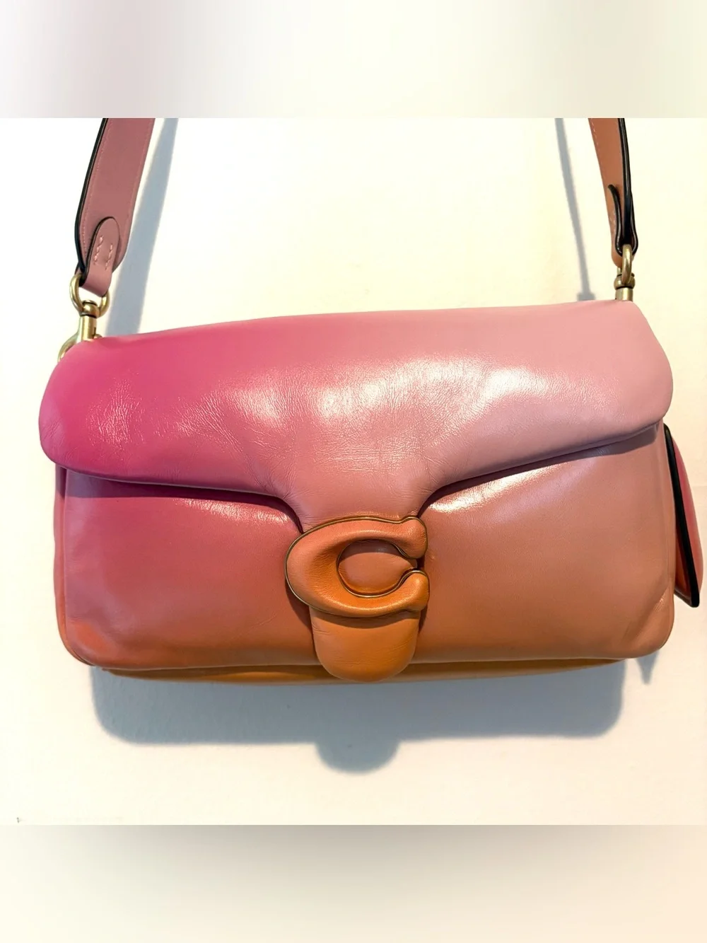 Coach Pillow Tabby 26 shoulder/crossbody bag in brass/petunia ombre